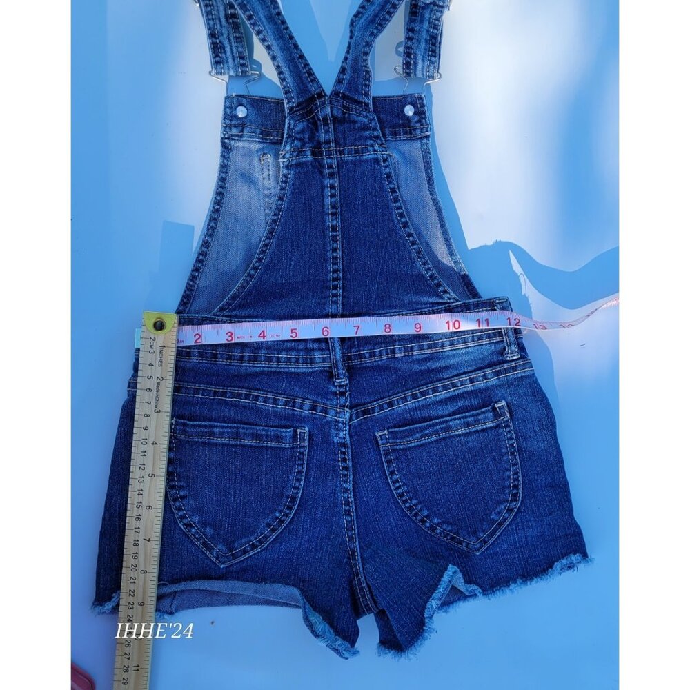Jordache Denim Shortalls With Lace-Up Sides And Pockets Medium - Picture 2 of 7